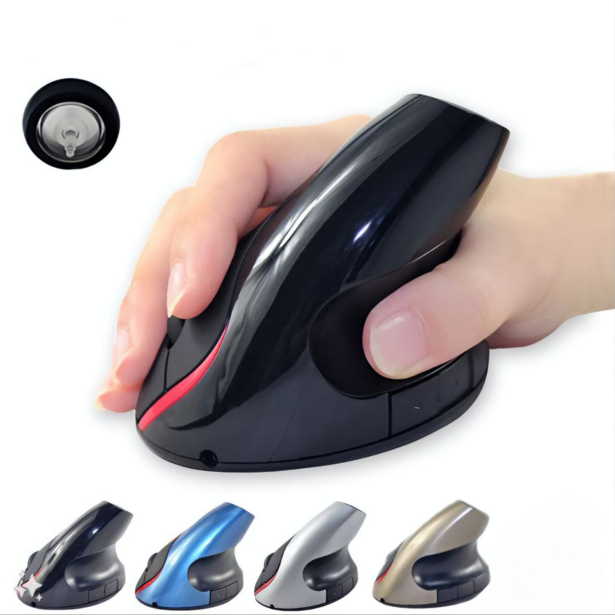 Wired vertical ergonomic grip mouse